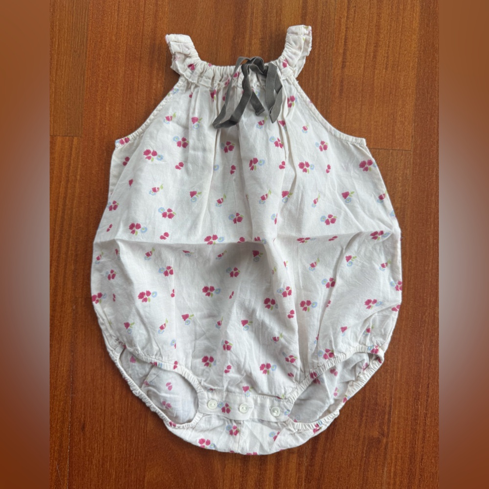Bonpoint White and Pink Floral Romper
